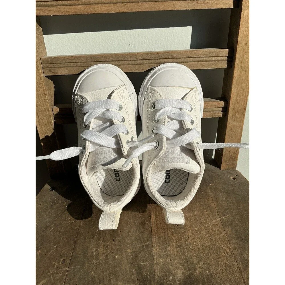 Converse Toddler Chuck Taylor All Star Street White Leather Lace Shoes Toddler 5